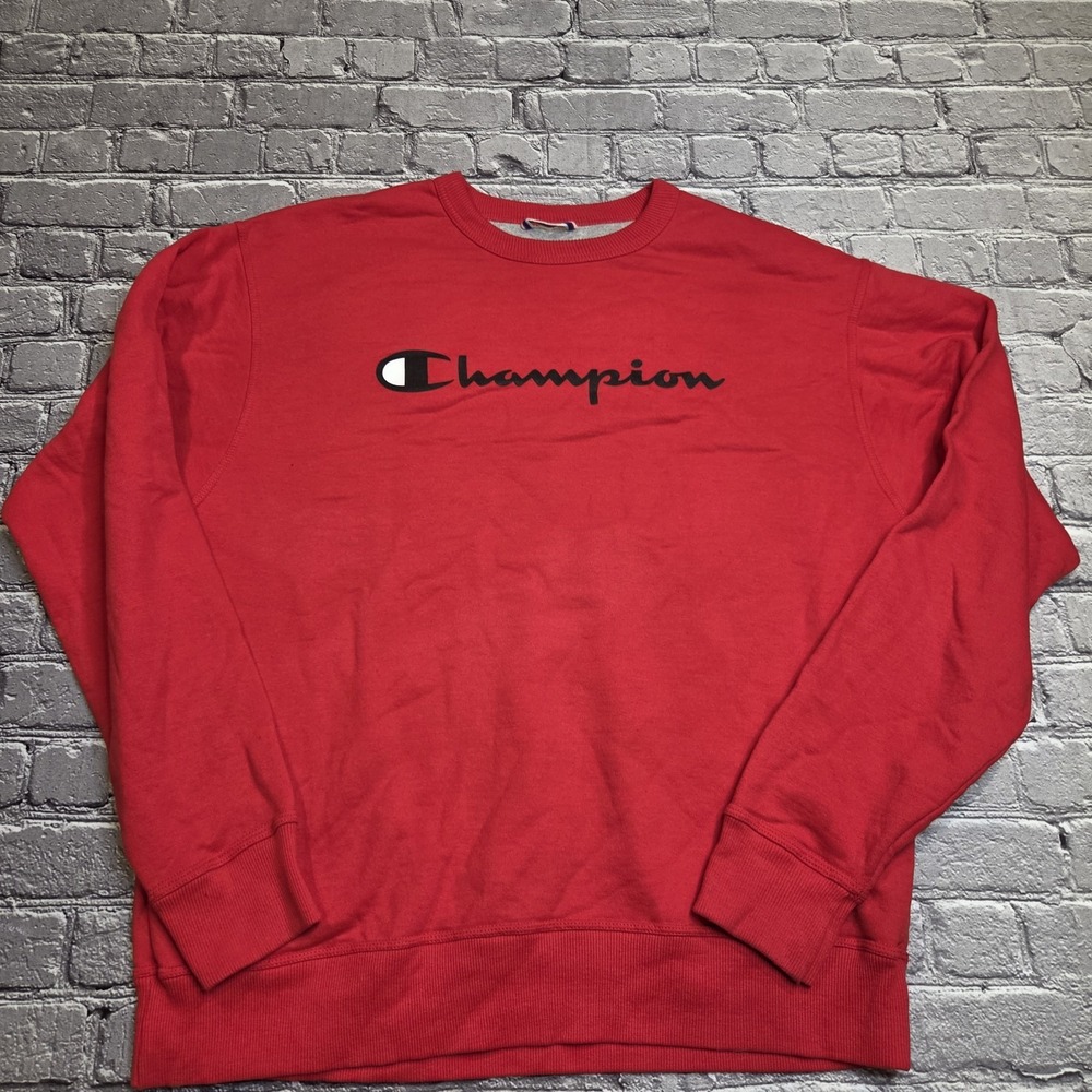 Champion Sweatshirt Sweat Shirt Pullover Mens Red Large